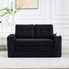 HAUSS SPOLE Schlafsofa Umbaufunktion,Modulares Bodensofa Zweisitzer,Wohnzimmer Cord Schwarz, Zweisitziges Sofa mit Seitentaschen und Getränkehaltern, umbaubarer Doppel-Sitzsack mit gesteppten Kissen und Rückenlehne Bild 2