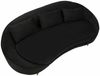 Dmora 3-Sitzer festes Sofa Verte, lineares Sofa, Sofa für Wohnzimmer, Lineare Stoffstruktur, 185x84 h68 cm, Schwarz und Gold Bild 5