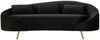 Dmora 3-Sitzer festes Sofa Verte, lineares Sofa, Sofa für Wohnzimmer, Lineare Stoffstruktur, 185x84 h68 cm, Schwarz und Gold Bild 4