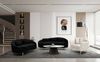 Dmora 3-Sitzer festes Sofa Verte, lineares Sofa, Sofa für Wohnzimmer, Lineare Stoffstruktur, 185x84 h68 cm, Schwarz und Gold Bild 2