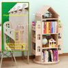 TUWENA Bücherregal 4 Massivholz Drehbares Bücherregal, 360 Grad Kinderregal, Standregal, Lagerregal Mit 4 Ebenen 2 Seitenregalen, Regal Hausform, 59 x 125 x 59 cm Bild 3