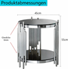 Beistelltisch rund H 55 x T 45 x B 45 cm mit 2 Ebenen, schwarzes gehärtetes Glas und Edelstahlgestell in Silber Bild 5
