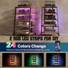 XERSEK TV-Regal HiFi Rack TV Rack mit Rädern und 2 RGB LED Lichter, 5 Etagen Plattenspielerständer aus Holz und Metall, mit Steckdosenleisten Verstellbaren Ablage, 60 x 52 x110 cm Bild 3