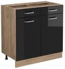 Küchenunterschrank R-Line Schwarz Hochglanz 80 cm ohne Arbeitsplatte Vicco Bild 4