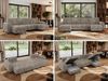 U-förmige Ecksofa, XXL Universalecke mit losen Kissen zum Wohnzimmer, Bettkästen und Schlaffunktion, schwarze Metallbeine - AXEL U - Hellbraun Cord Bild 2
