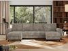 U-förmige Ecksofa, XXL Universalecke mit losen Kissen zum Wohnzimmer, Bettkästen und Schlaffunktion, schwarze Metallbeine - AXEL U - Hellbraun Cord Bild 4