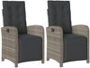 vidaXL Gartensessel mit Fußteil 2 Stk. Verstellbar Grau Poly Rattan 365195 Bild 2