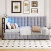 Odikalo Schlafsofa Daybett Stauraumbett Polsterbett USB Schubladen 90x200cm Grau/Beige Bild 2