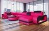 Wohnlandschaft Berlin U Form aus Leder - Kunstleder - pink-schwarz - Rechts Bild 2