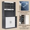 Küchen-Highboard 100 x 47 x 187 cm aus MDF mit Glasfach, LED & verstellbaren Fächern Bild 3