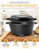 KRUSTENZAUBER Gusseisen Topf Brot Backen im XXL Set - Brotbackform mit Deckel inkl. Gärkorb, Schneebesen, Bäckermesser, Teigschaber, Brotschlinge und mehr - Perfektes Brotbacktopf Set für Anfänger Bild 3