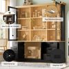 Merax Küchenhochschrank mit 6 großen Schubladen, Glastüren, Kippschutz & Metallschienen, 140x185 cm, Stauraumschrank für Küche & Esszimmer, schwarz Bild 5