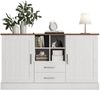 Sideboard 140 x 40 x 79,5 cm, weiße und braune Holzmaserung - 2 Türen, 2 Schubladen Bild 2
