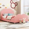 Kinder-Polsterbett 90×200 cm mit Rausfallschutz Wolkendesign Rosa ohne Matratze Bild 2