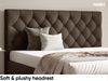 MEBLINI Polsterbett 140x200 mit Lattenrost ohne Matratze – BALEARO – Dunkelbraun Samt – Doppelbett mit Bettkasten - Stauraumbett - Kopfteil Bett mit Stauraum Bild 4