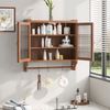 Hängeschrank Wandhängeschrank Glashängeschrank Wandschrank, mit Tuchhalter, Holz Glas, weiß braun Bild 3