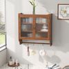 Hängeschrank Wandhängeschrank Glashängeschrank Wandschrank, mit Tuchhalter, Holz Glas, weiß braun Bild 2