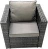 Fimous Polyrattan Gartensofa Set Couchtisch 2 Sessel 2 kleine Fußhockern Beistelltisch Dunkelgrau Gemischt Bild 5