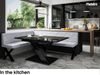 MEBLINI Eckbank für Esszimmer mit ausziehbarem Tisch - Küchenbank - Essecke - Sitzecke Küche - ERIC - X-Beine 142x196x87cm Links - Hellgrau Samt/B Schwarz Hochgl. Bild 2