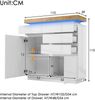 Bett 115x110x39 cm mit LED-Beleuchtung und Hochglanz-Front – grifflose Kommode in Weiß Bild 5