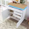 Bett 115x110x39 cm mit LED-Beleuchtung und Hochglanz-Front – grifflose Kommode in Weiß Bild 4