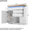Bett 115x110x39 cm mit LED-Beleuchtung und Hochglanz-Front – grifflose Kommode in Weiß Bild 5