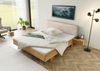 Bett mit Nachttisch Fichte 200x200x85 natur gebeizt / geölt, Kopfteil beige FICHTELBERG #144 Bild 2
