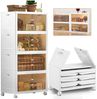 LETGOSPT Aufbewahrungsbox Schmaler Rollcontainer Kunststoff Schrank mit Türen faltbar Lagerschra (Einzelmodul – flexibel einsetzbar, ideal für kleine Räume, Einzelschrank ideal kombinierbar mit anderen Modulen), Zwei Öffnungsmöglichkeiten: oben und vor... Bild 2