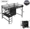 Hochbett 140×200 cm aus MDF und Metall mit Schreibtisch und Kleiderschrank, schwarz Bild 4