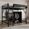 Hochbett 140×200 cm aus MDF und Metall mit Schreibtisch und Kleiderschrank, schwarz Bild 2