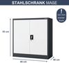 Aktenschrank abschließbar BEATA - 3 Ebenen verstellbar, Flügeltüren | Metallschrank Werkstatt Mehrzweckschrank Büroschrank aus Stahl Werkzeugschrank, 93x90x40cm Anthrazit-Weiß Bild 2