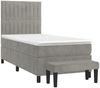 vidaXL Boxspringbett mit Matratze Hellgrau 80x200 cm Samt, Härtegrad: H2 [3137929] Bild 3