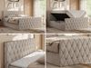 Boxspringbett mit gesteppter Front und Kopfteil, Multipocket-Matratze, zwei Bettkästen - MIREN DUO - 200 x 200 cm - Beige Stoff - H3 Bild 2