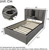 Polsterbett 90x200 cm mit Bettkasten, USB- und Type-C-Ladestation, Becherhalter, Leinen Grau, ohne Matratze Bild 5