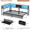 MSMASK Daybett Schlafsofa mit LED-Beleuchtung und Steckdose, Kinderbett, Jugendbett (1 tlg), Bett mit Metallrost, 90x190cm Bild 2