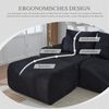 Modulares 3-Sitzer Cordsofa m. Hocker, Getränkehalter, Tasche, Schwarz Bild 2