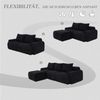 Modulares 3-Sitzer Cordsofa m. Hocker, Getränkehalter, Tasche, Schwarz Bild 3