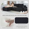 Modulares 3-Sitzer Cordsofa m. Hocker, Getränkehalter, Tasche, Schwarz Bild 5