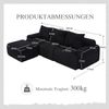 Modulares 3-Sitzer Cordsofa m. Hocker, Getränkehalter, Tasche, Schwarz Bild 4