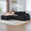 Modulares 3-Sitzer Cordsofa m. Hocker, Getränkehalter, Tasche, Schwarz Bild 1