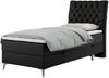 Boxspringbett MILEN, Einzelbett 90x200, Polsterbett mit Multipocket-Matratze und Topper - Schwarz Kunstleder - rechts - H4 Bild 2