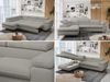 Mks Möbel 'Peter L-form' Ecksofa mit Bettfunktion, Bettkasten & einstellbaren Kopfstützen, Hellgrau, Boucle, mit Topper, links Bild 2