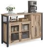 Vasagle Sideboard Küchenschrank, Kommode, mit 3 Türen, 33 x 33 x 110 cm, Naturfarben-Schwarz Bild 2