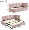 Merax Daybett Polsterbett 90x200cm mit Ausziehbett, Schlafsofa Tagesbett mit Rückenlehne, Jugendbett Kinderbett mit Lattenrost, Sofabett Daybett Samt, Rosa Bild 4