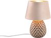 Retro Tischleuchte ARIANA mit Samtschirm in Beige/Gold, Höhe 35cm Bild 2
