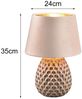 Retro Tischleuchte ARIANA mit Samtschirm in Beige/Gold, Höhe 35cm Bild 3