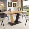 STILVORA Esstisch ausziehbar Küchentisch Holzoptik Ausziehtisch mit flügelförmigen Beine (Küchen- & Wohnzimmertisch mit Holzoptik und flügelförmigen Beinen, 1-St, 120-160×80×76cm), Esstisch Teleskoptisch Bild 2
