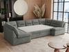 Ecksofa, Sofa big XXL, Wellenfedern, Wohnlandschaft XXL, mit Schlaffunktion - COMODO U - Grau Stoff - Topper T25 Bild 3