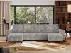 U-förmige Ecksofa, XXL Universalecke mit losen Kissen zum Wohnzimmer, Bettkästen und Schlaffunktion, schwarze Metallbeine - AXEL U - Hellgrau Cord Bild 4