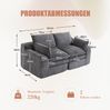 2-Sitzer Sofa 191 x 94 x 85 cm aus Cord in Dunkelgrau – mit Seitentaschen, Kissen und Federkern Bild 4